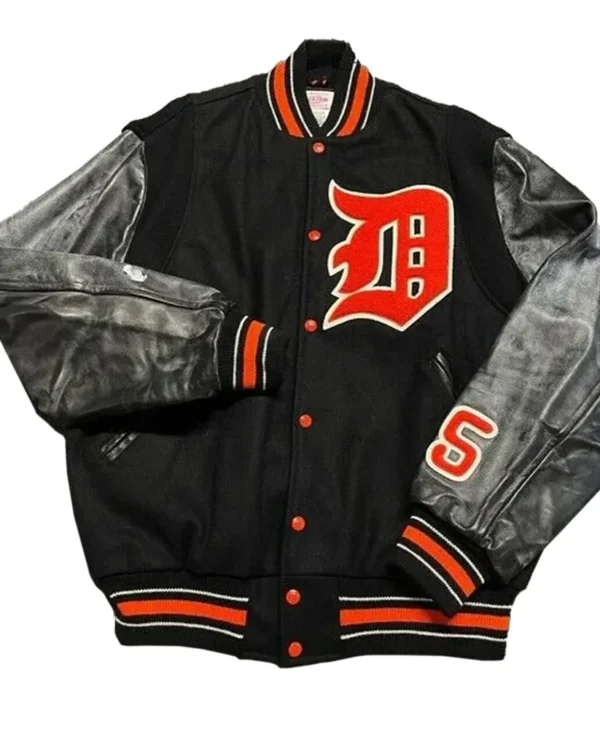 Detroit Tigers Black Letterman Varsity Jacket