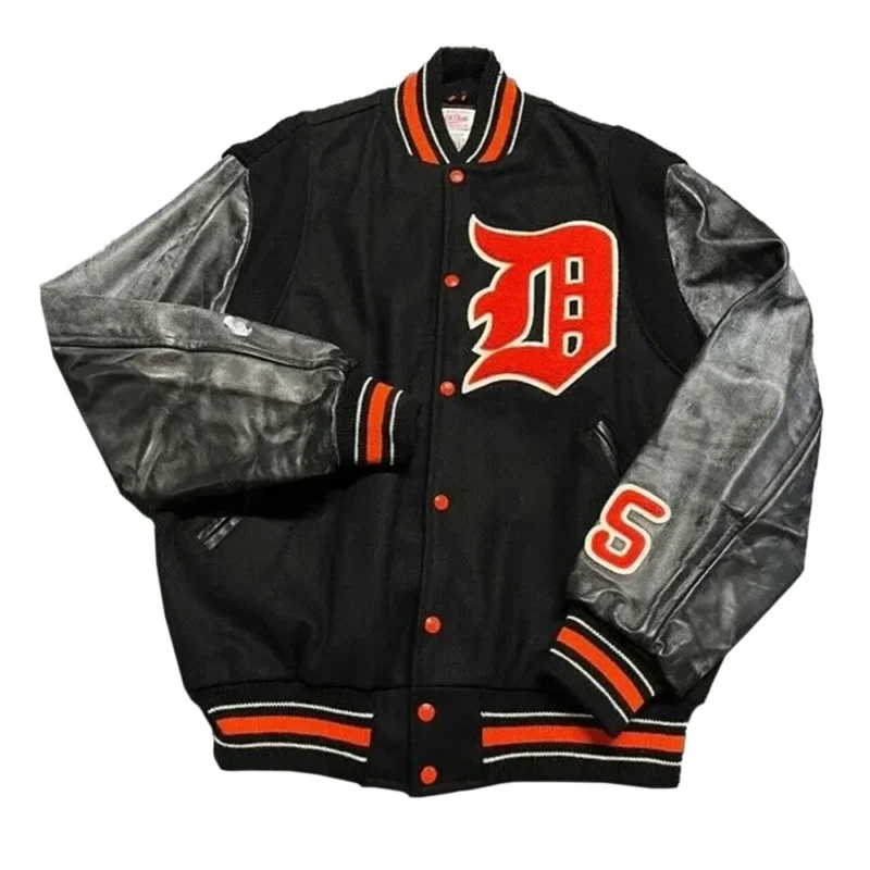 Detroit Tigers Black Letterman Varsity Jacket
