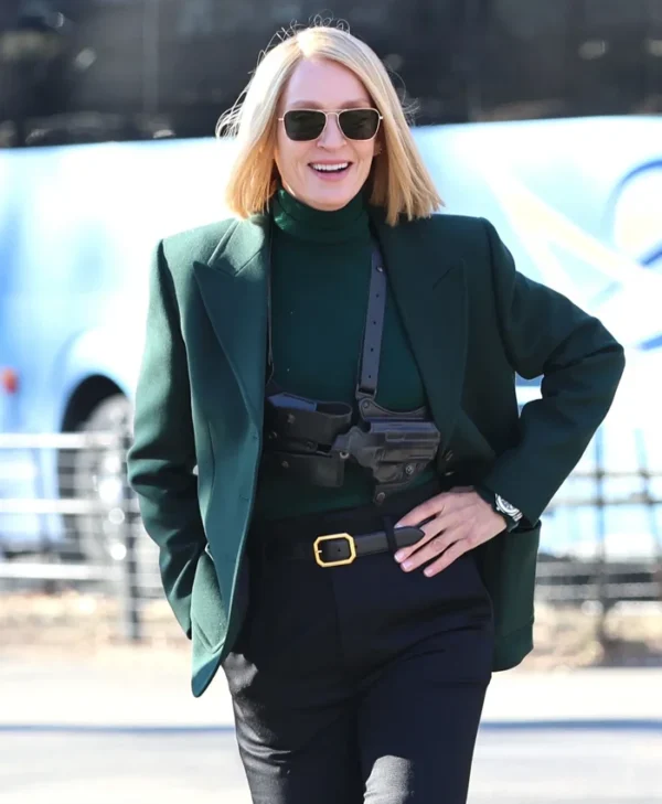 Dexter Resurrection S01 Uma Thurman Green Blazer Front
