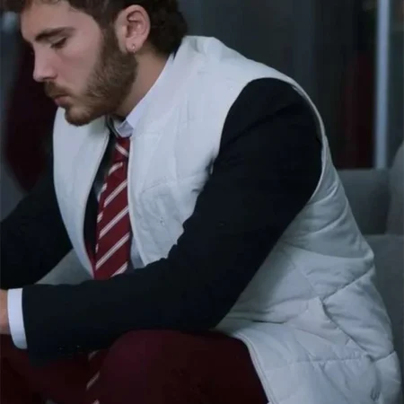 Elite S07 Alvaro de Juana White Puffer Vest leftt webp