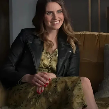 Ellie Taylor TV Series Ted Lasso Flo Collins Biker Quilted Black Leather Jacket webp