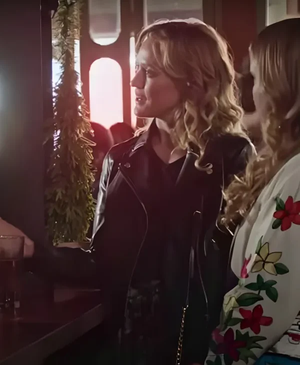 Ellie Taylor TV Series Ted Lasso Season 02 Flo Collins Biker Quilted Black Leather Jacket webp