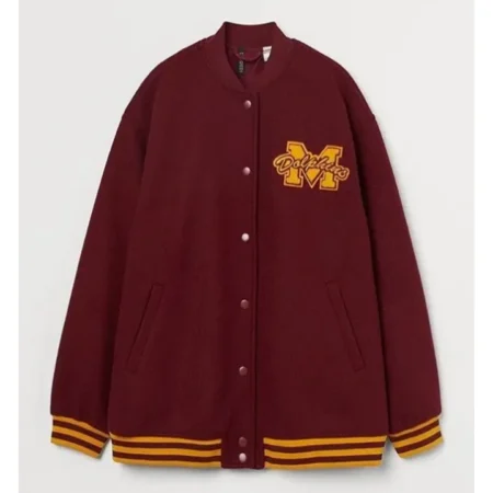 Fate The Winx Saga S02 Aisha Burgundy Varsity Jacket Front webp