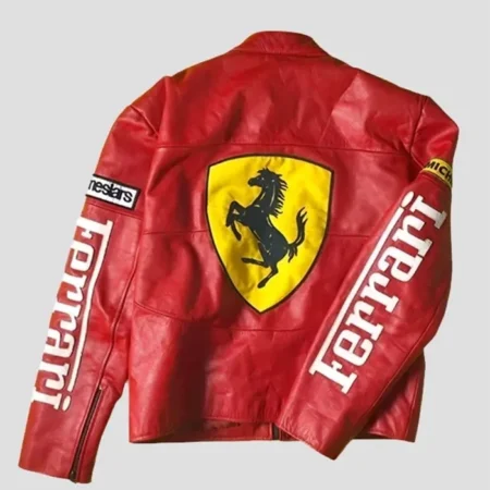 Ferrari Motorcycle Racing Red Leather Jacket For Men And Women