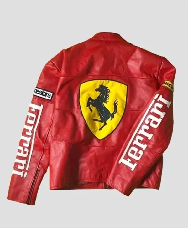 Ferrari Motorcycle Racing Red Leather Jacket For Men And Women