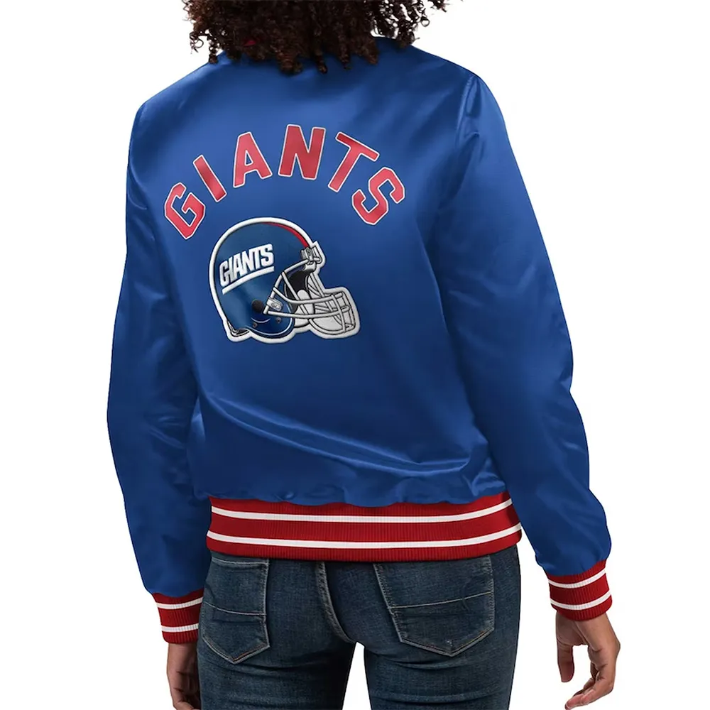 Full Count New York Giants Blue Satin Jacket back webp
