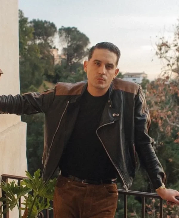 G Eazy Black Brown Biker Real Leather Jacket