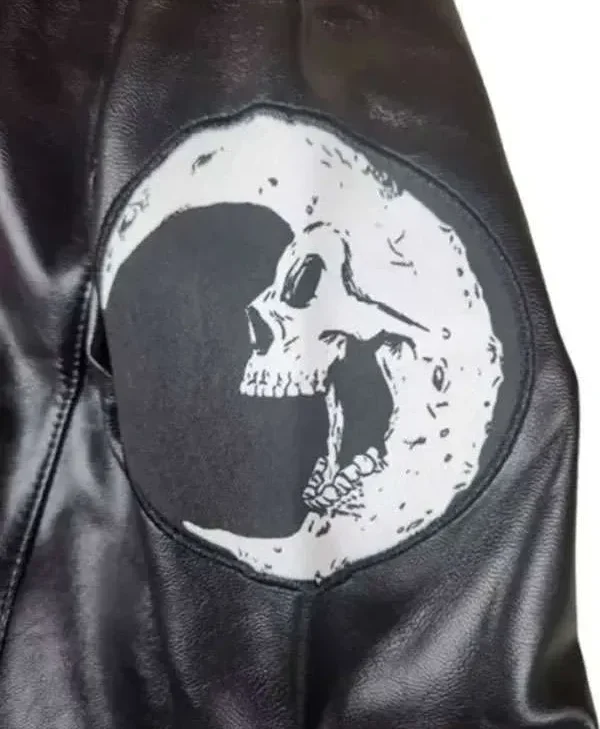 Girl Gang Skull Black Leather Jacket