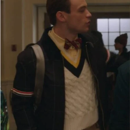 Gossip Girl SO2 Thomas Doherty Blue Check Jacket webp