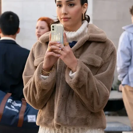 Gossip Girl Zion Moreno Fur Jacket frontt webp