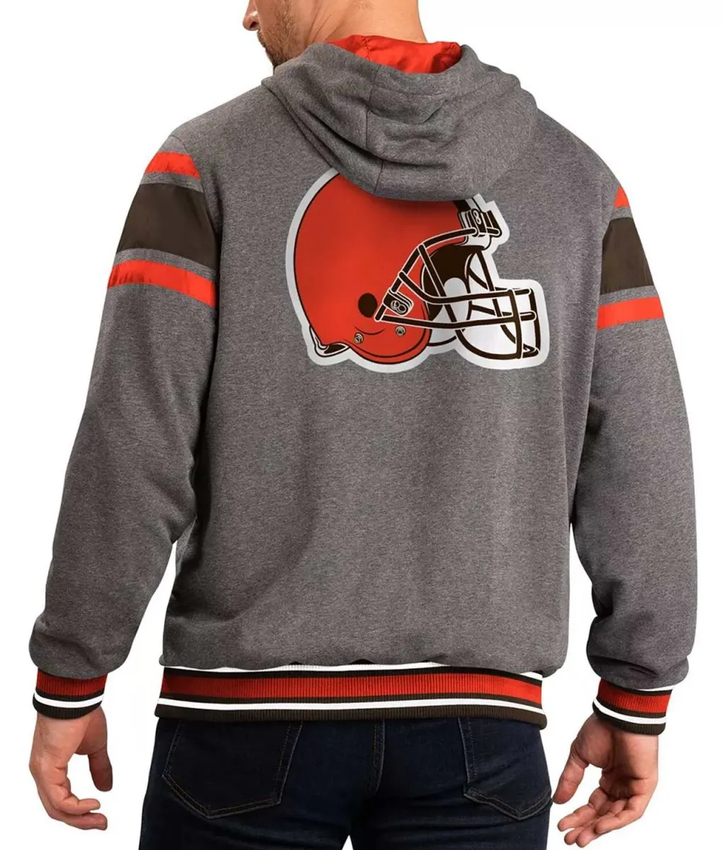 Gray Cleveland Browns Extreme Hoodie back webp
