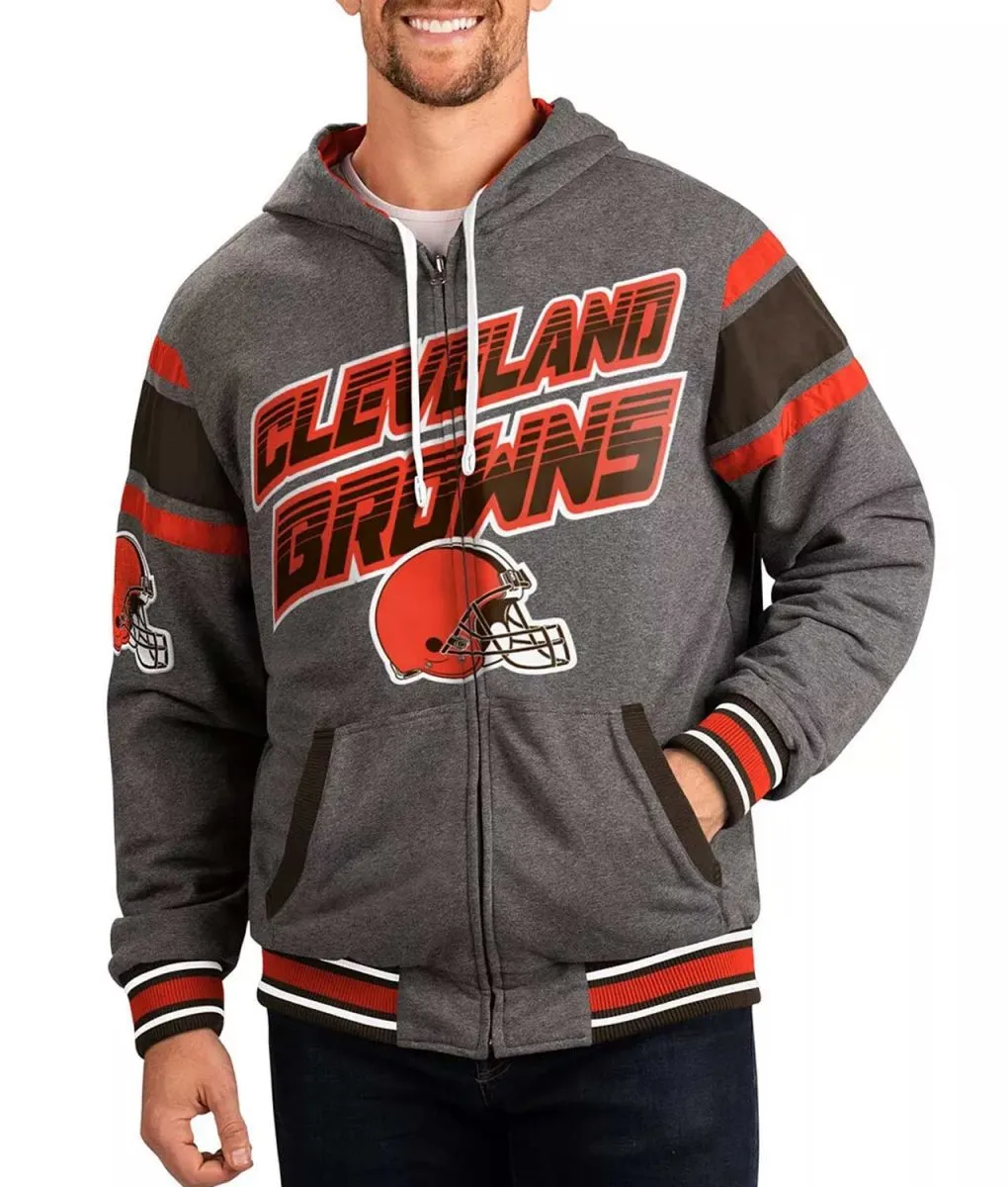 Gray Cleveland Browns Extreme Hoodie webp