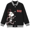Halloween Black Mickey Mouse Skeleton Varsity Jacket