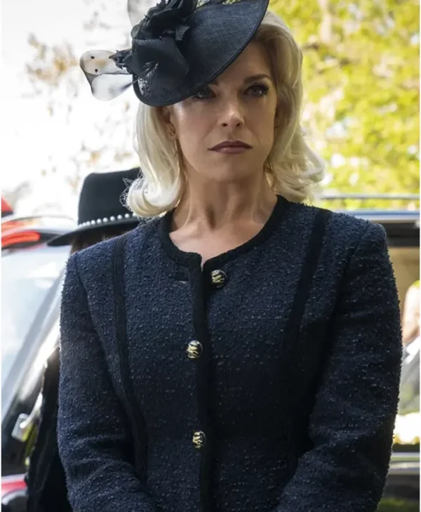 Hannah Waddingham Ted Lasso Rebecca Welton Black Long Coat webp