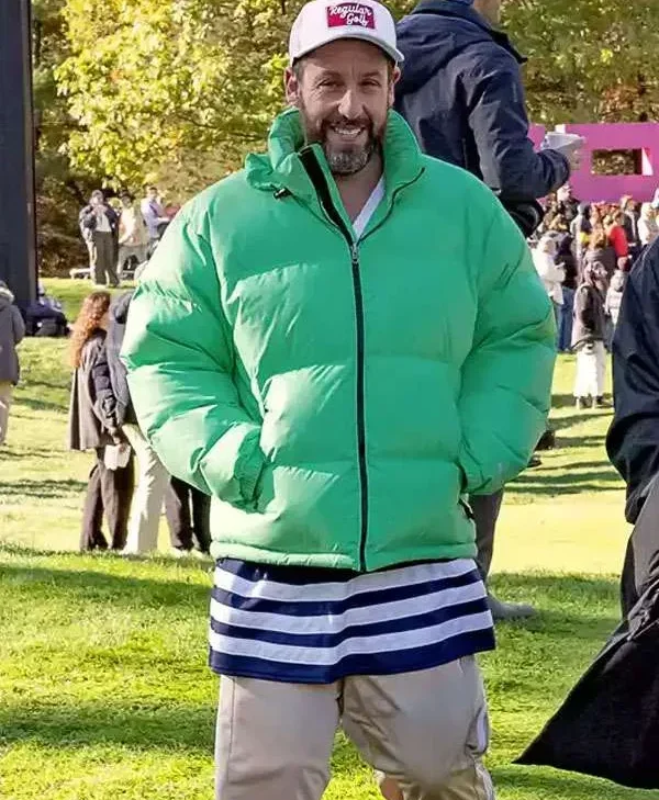 Happy Gilmore 2 Adam Sandler Green Puffer Jacket Front View