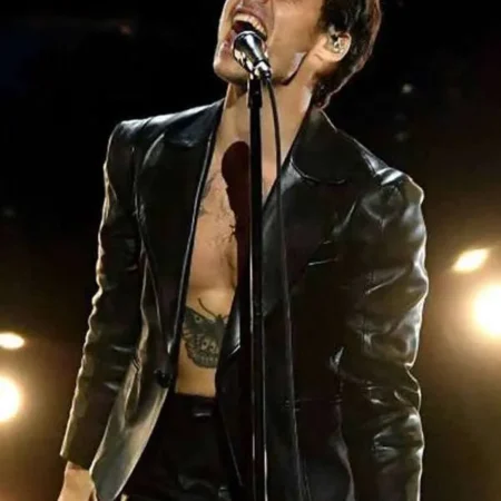 Harry Styles Grammy 2021 Black Leather Jacket