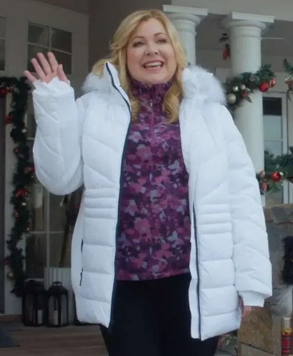 Haul Out The Holly Lit Up Jennifer Aspen White Puffer Jacket