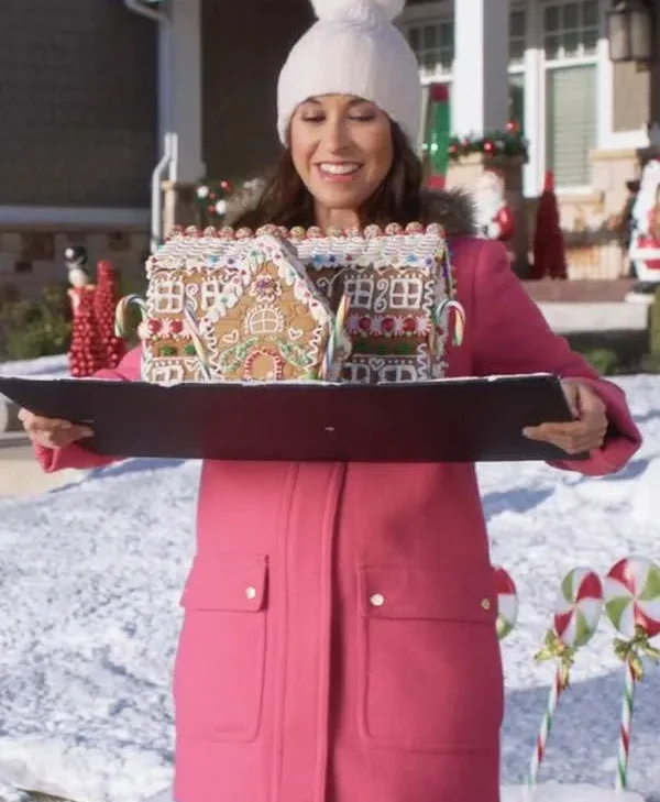 Haul Out The Holly Lit Up Lacey Chabert 2023 Pink Hooded Coat