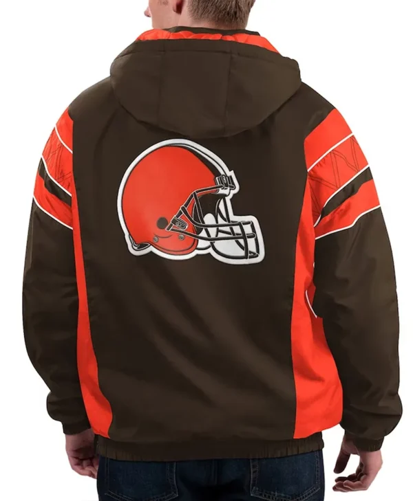 Home Team Cleveland Browns Half Zip Hoodie Jacket back webp