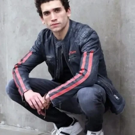 Jaime Lorente Elite Nano Quilted Black Leather Jacket webp