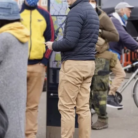 Jason Sudeikis Ted Lasso Quilted Puffer Jacket back webp