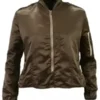 Jennifer Connelly Top Gun Maverick Satin Cropped Bomber Jacket Front