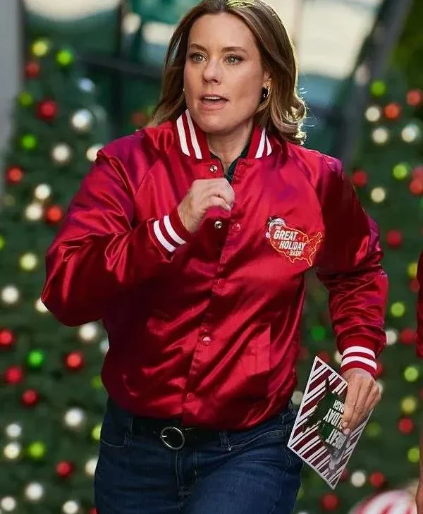 Jingle Bell Run Ashley Williams Red Bomber Jacket 1