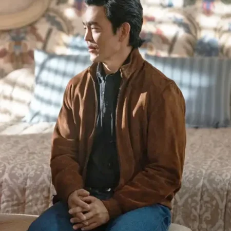 John Cho Poker Face S02 Brown Suede Jacket webp