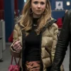 Juno Temple Ted Lasso S02 Keeley Jones Golden Puffer Jacket webp