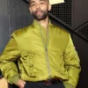 Kingsley Ben Adir British Actor Grammy Award 2024 Green Bomber Jacket