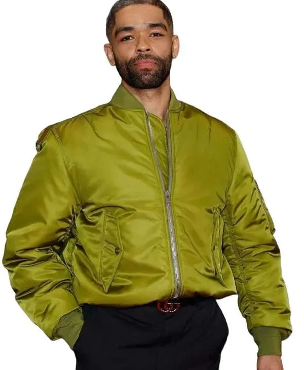 Kingsley Ben Adir British Actor Grammy Award Green Bomber Jacket