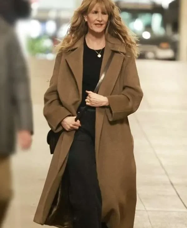 Laura Dern Is This Thing On 2025 Brown Wool Coat