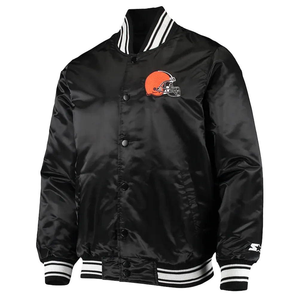 Locker Room Cleveland Browns Black Satin Jacket webp