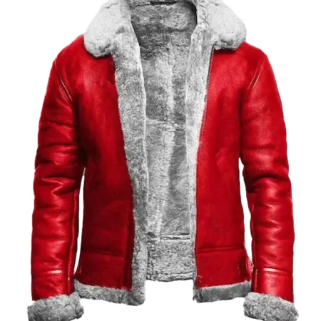 Men Christmas B3 Bomber Aviator Leather Jacket