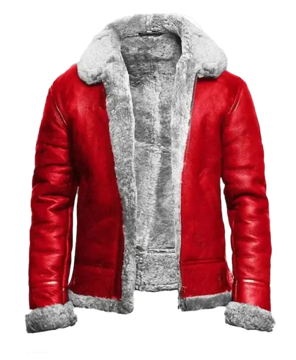 Men Christmas B3 Bomber Aviator Leather Jacket