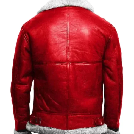 Men Christmas B3 Bomber Aviator Leather Jacket Back