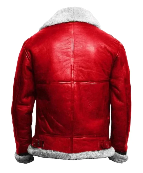 Men Christmas B3 Bomber Aviator Leather Jacket Back