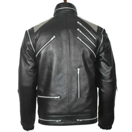 Michael Jackson Beat It Black Leather Jacket Back