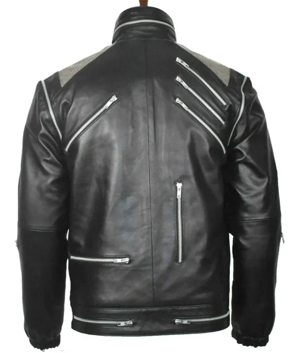 Michael Jackson Beat It Black Leather Jacket Back
