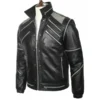 Michael Jackson Beat It Black Leather Jacket Left Side View