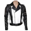 Michael Jackson Pepsi Zipper Black and White Leather Jacket