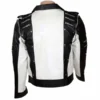 Michael Jackson Pepsi Zipper Black and White Leather Jacket Back