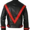 Michael Jackson Red Stripe Black Leather Jacket Back