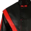 Michael Jackson Red Stripe Black Leather Jacket Front