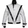 Michael Jackson Thriller White Real Leather Jacket