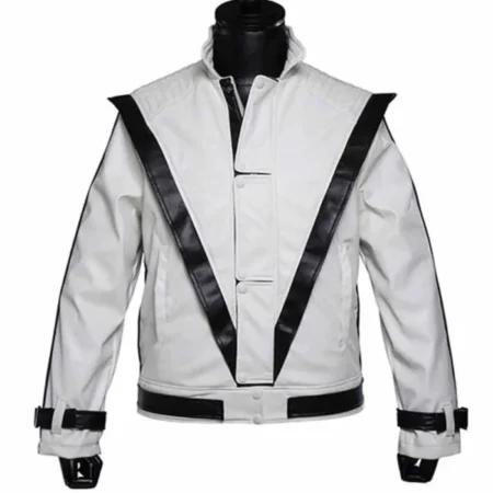 Michael Jackson Thriller White Real Leather Jacket