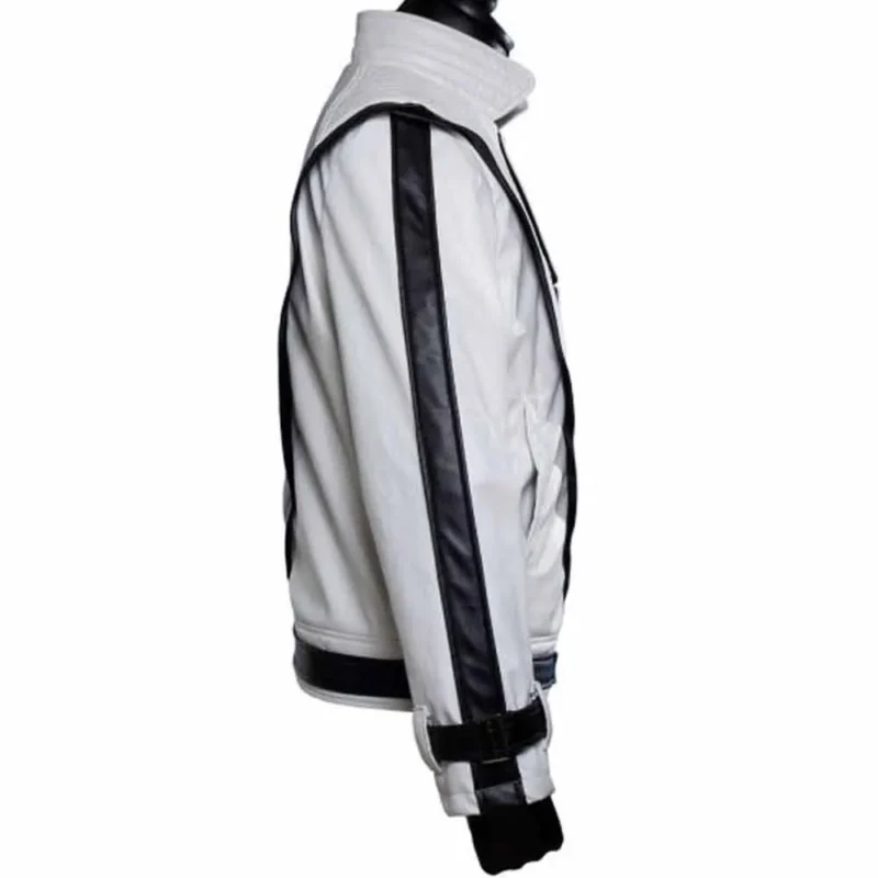 Michael Jackson Thriller White Real Leather Jacket Right Side View