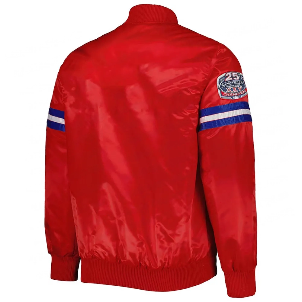 NY Giants 25th Anniversary Red Satin Jacket back webp