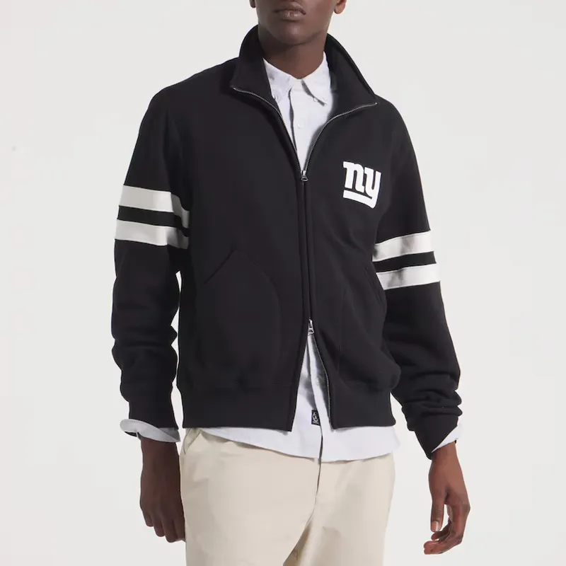 NY Giants Black Striped Fleece Jacket webp