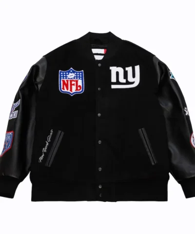 NY Giants Blackout Vintage Logo Varsity Jacket